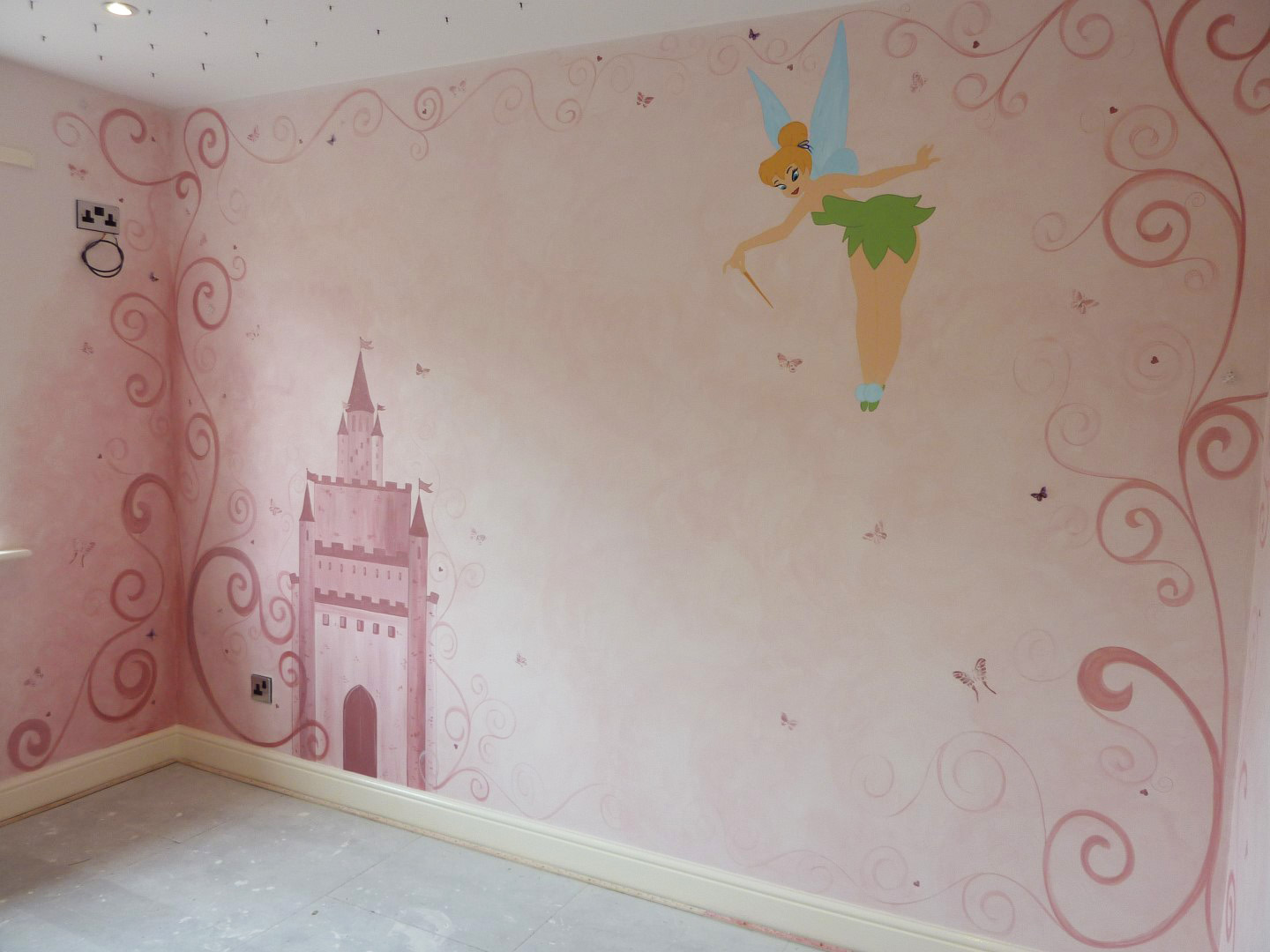 Tinkerbell Swirly Castle Mural
