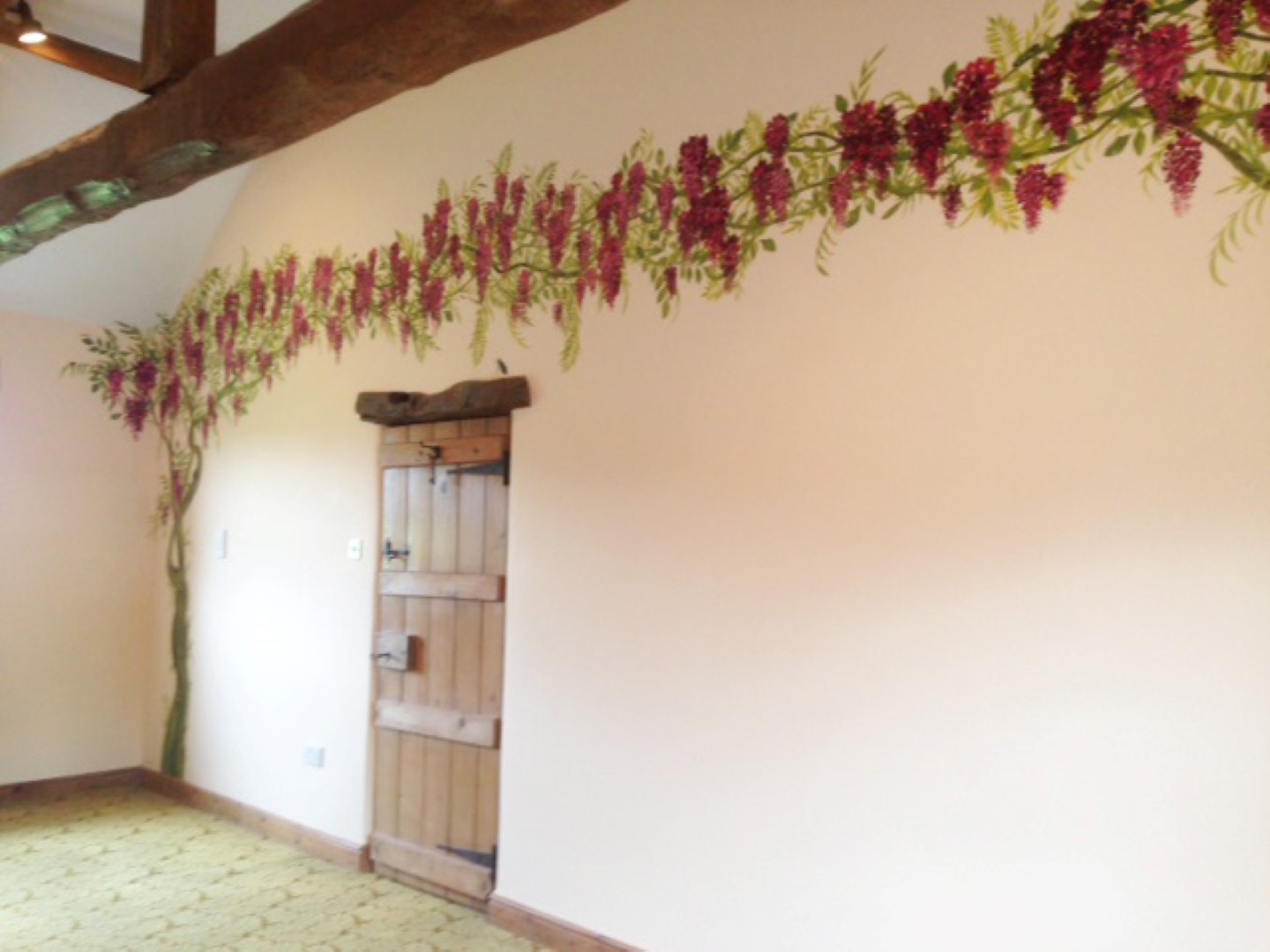 Hand Painted Wisteria Mural