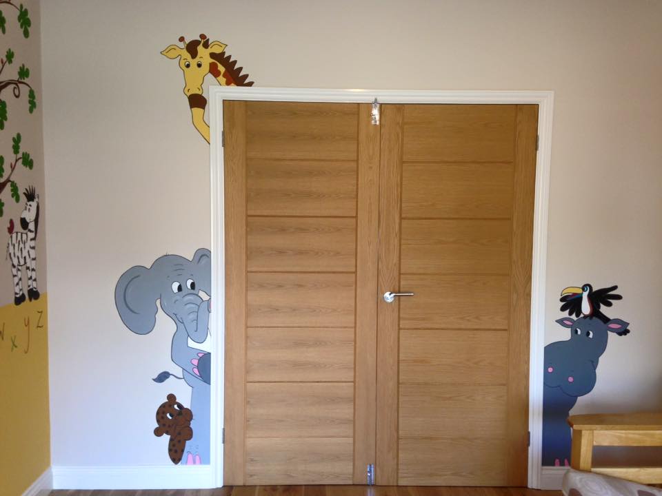 Jungle Animals Hiding Door Mural