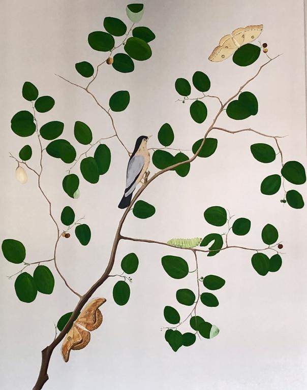 Japanese Botanical Chinoiserie Mural