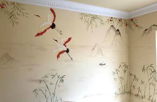 Chinese Crane Mural Art