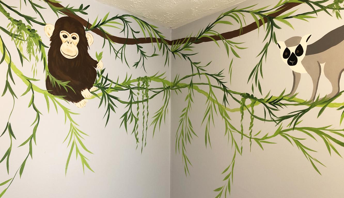 Monkey Lima Jungle Mural Painting