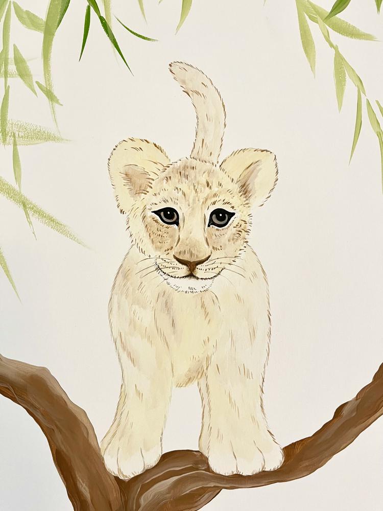 Lion Cub Jungle Wall Painting