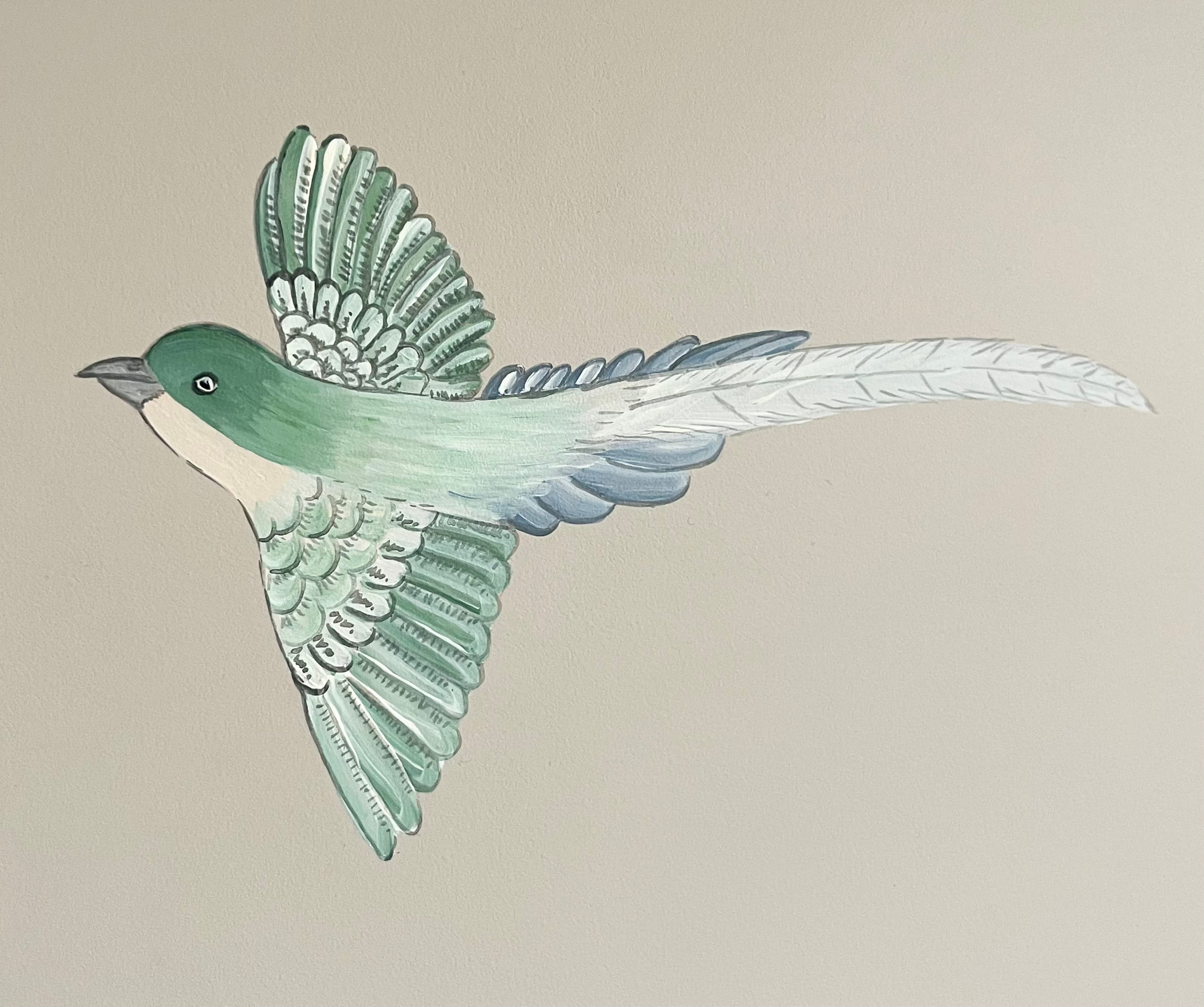 Hand Painted Flying Bird Mural