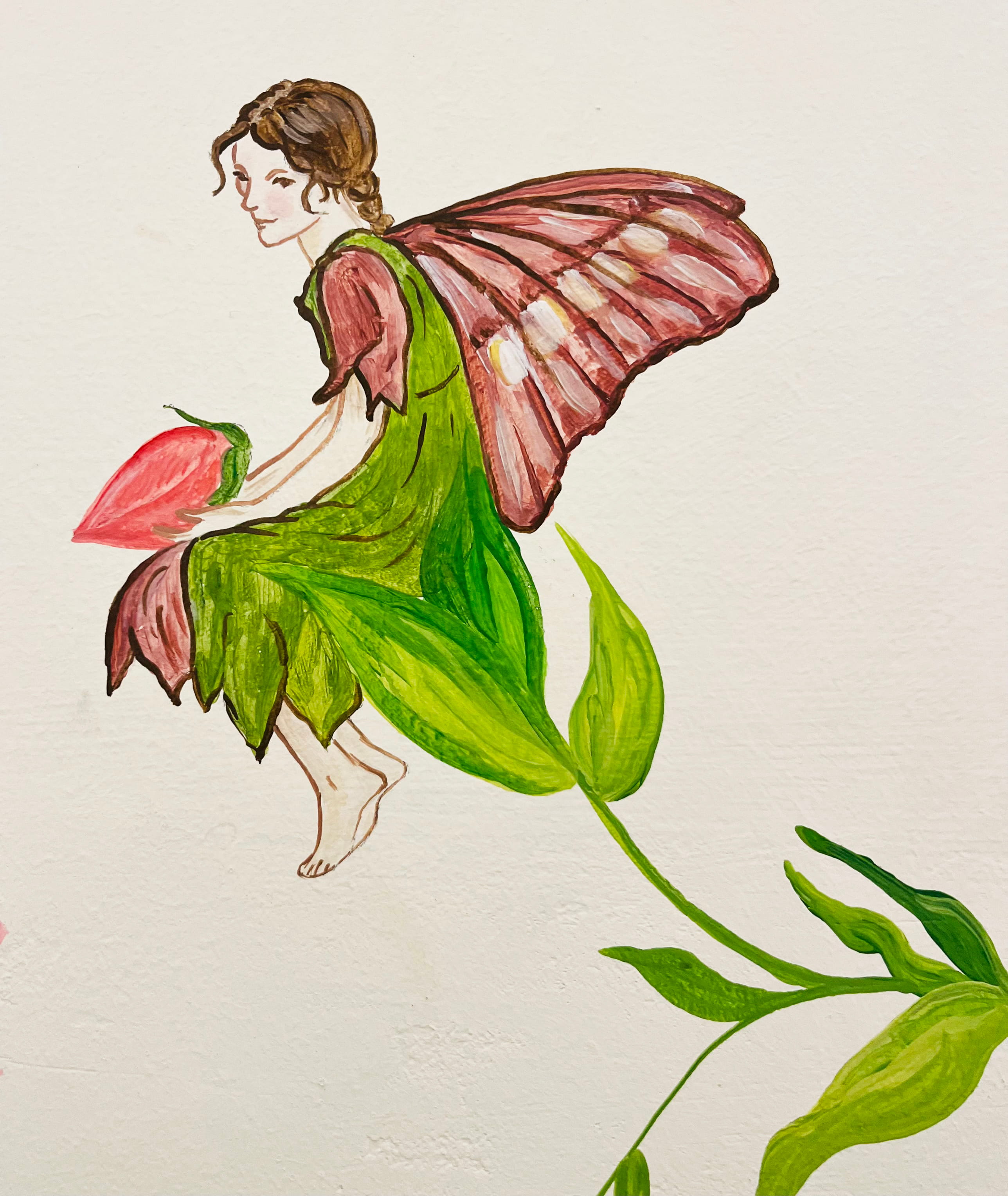 Flower Fairy Hand Painted Wall Mural